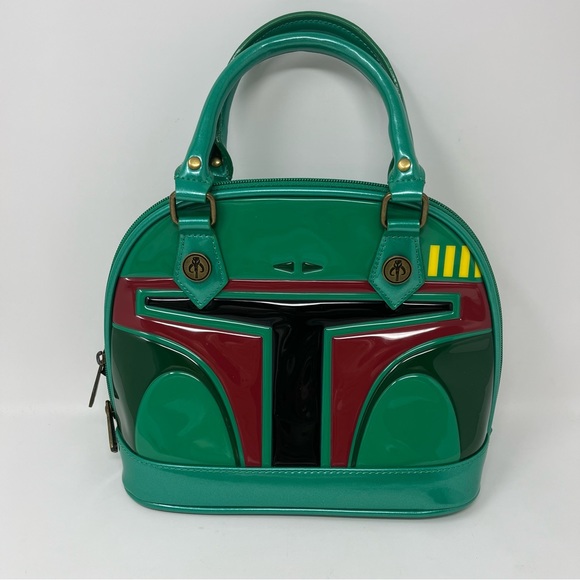 Loungefly Bag Purse Star Wars BOBA FETT Green Disney Zip Around Double Handles - Picture 3 of 12